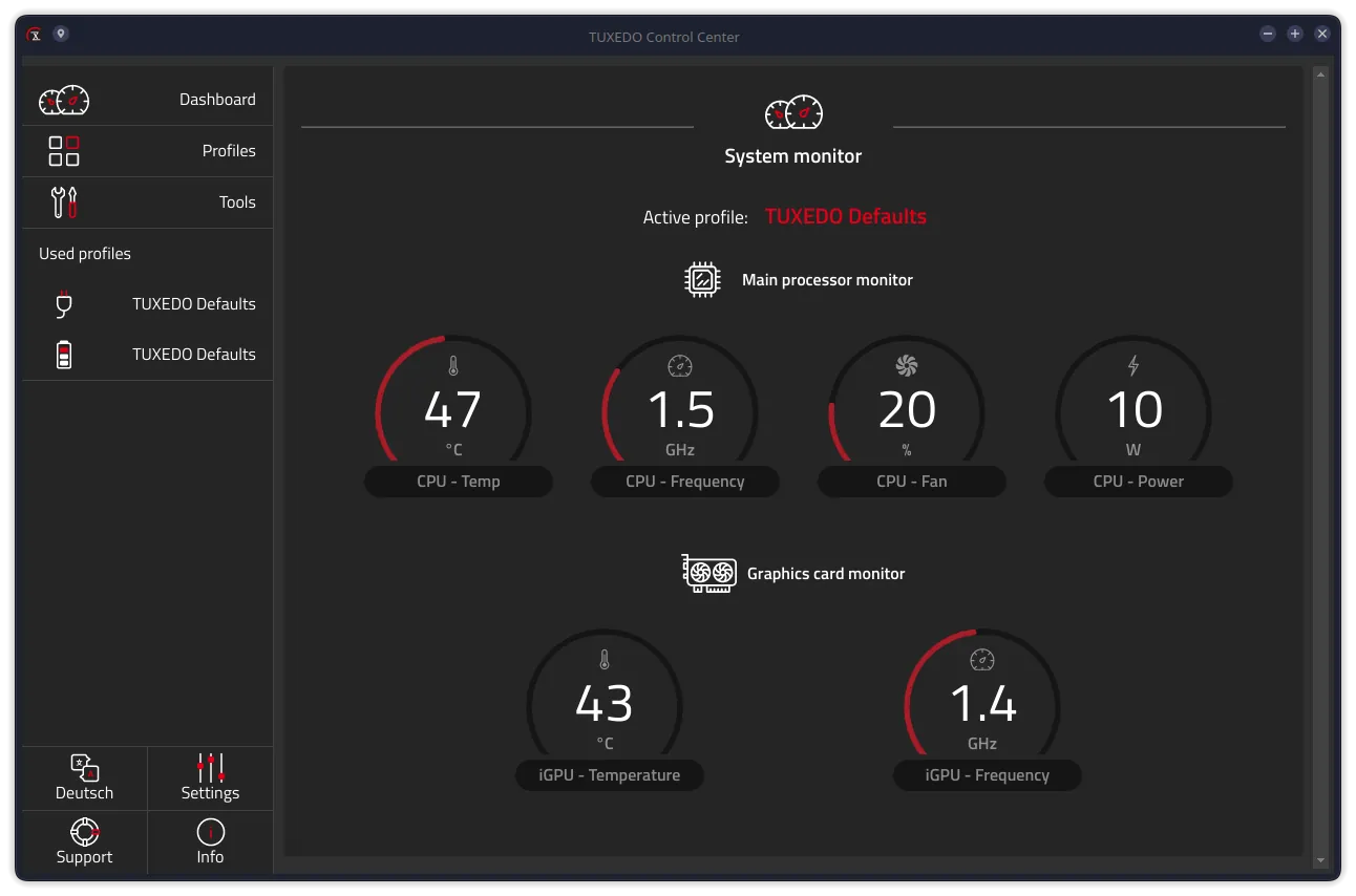 Click to view Tuxedo Control Center funzionante